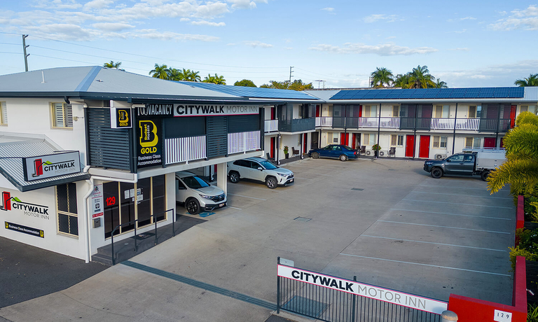 Aerial view of Rockhampton accommodation at Citywalk Motor Inn