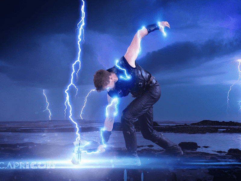 Character actor on stage with dramatic effect